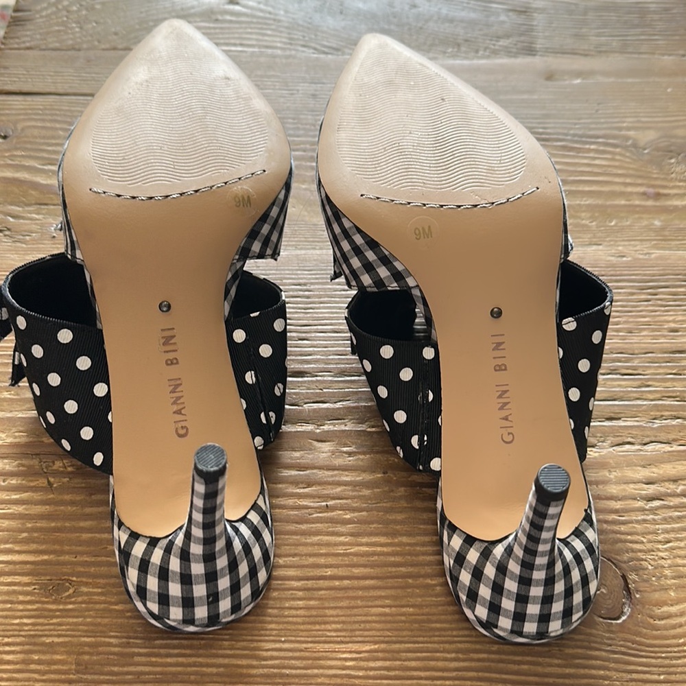 Gianni Bini black and white gingham heeled sandals size 9 new - make a statement - Picture 5 of 5